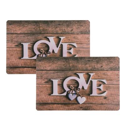 Placemats I love you - 6x - 29 x 44 cm - bruin - onderleggers - Tafeldecoratie met liefde sfeer