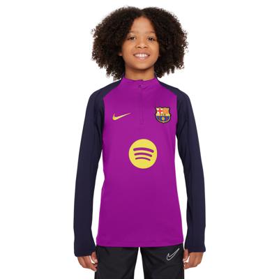 Nike FC Barcelona Strike Trainingstrui 1/4-Zip 2025-2026 Kids Felpaars Donkerblauw Goud