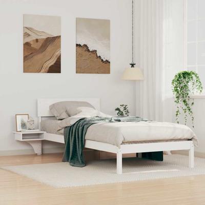 Bedframe met nachttafels Wit 80 x 200 cm Massief grenenhout