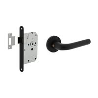 Intersteel Deurbeslag set loopslot zwart met deurklink Eucla met rozet zwart