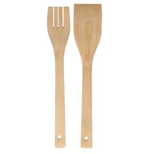 Keukengerei spatels/lepels set - 30 cm - hout - 2-delig - roerlepels