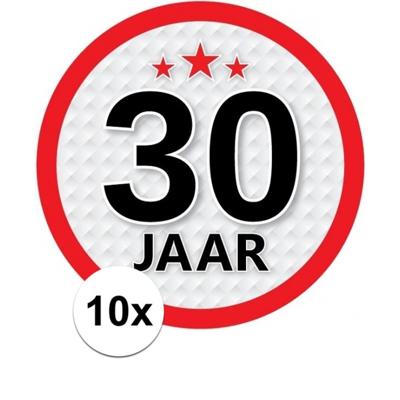 30 jaar leeftijd sticker - 10x - rond - Dia 15 cm - 30 jaar verjaardag - jubileum - leeftijd versier