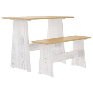 The Living Store Houten Eettafel - Grenenhout - 100x60x73 cm - Honingbruin en Wit