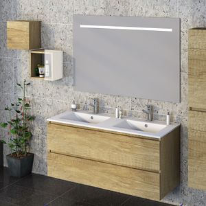 Badmeubelset Excellence Sephia 120x60x46 cm Eikenhout Look (incl Ledspiegel)