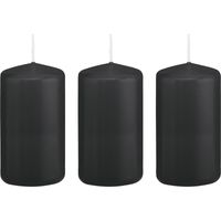 3x Kaarsen zwart 6 x 12 cm 40 branduren sfeerkaarsen   -