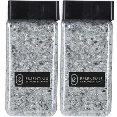 Decoratie steentjes/hobby steentjes - Zilver- 1100 ml - 2/4 mm