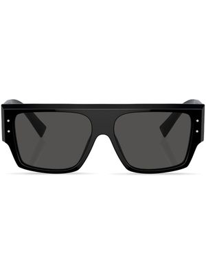 Dolce & Gabbana Eyewear lunettes de soleil rectangulaires à logo imprimé - Noir