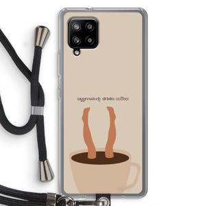 Aggressively drinks coffee: Samsung Galaxy A42 5G Transparant Hoesje met koord