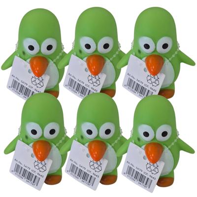 Rubber badeendje/pinguin - 6x - groen - badkamer fun artikelen - size 6 cm - kunststof