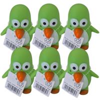 Rubber badeendje/pinguin - 6x - groen - badkamer fun artikelen - size 6 cm - kunststof