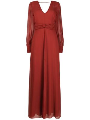Patrizia Pepe robe imprimée à col v - Rouge