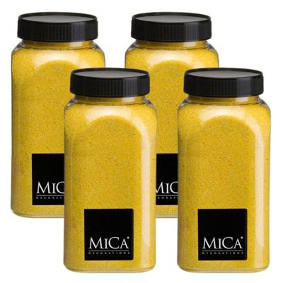 Mica Decorations decoratie zand - 4x - 650ml - geel - hobby zandkorrels - sierzand Mica Decorations decoratie zand - 4x - 650ml - geel - hobby zandkorrels - sierzand