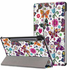 Tri-Fold Series Samsung Galaxy Tab S7/S8 Smart Folio Case - Vlinders / Bloemen