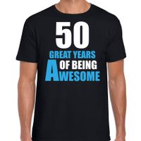 50 great years of being awesome verjaardag cadeau t-shirt zwart voor heren