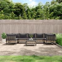 8-delige Loungeset met kussens poly rattan antracietkleurig
