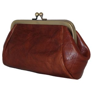 Leather Design Beugel Portemonnee / Beursje Cognac