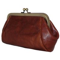 Leather Design Beugel Portemonnee / Beursje Cognac