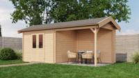 Lugarde Select Blokhut met overkapping Varsseveld 300x250cm + 300cm - Onbehandeld- Zadeldak- - Lugarde Select