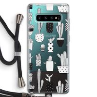 Cactusmotief: Samsung Galaxy S10 Plus Transparant Hoesje met koord