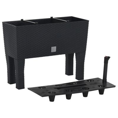 VidaXL Plantenbak verhoogd 60x25x46 cm pp rattan antracietkleurig