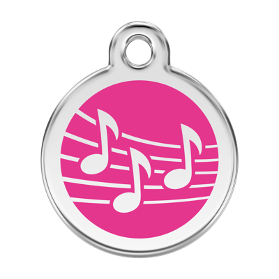 Music Hot Pink roestvrijstalen hondenpenning large/groot dia. 3,8 cm - Reddingo