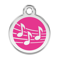 Music Hot Pink roestvrijstalen hondenpenning large/groot dia. 3,8 cm - Reddingo