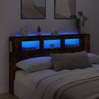 Hoofdeinde met LED 180x18,5x103,5 cm bewerkt hout gerookt eiken - thumbnail