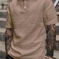 Bon&Bon Homme Heren Poloshirt - Grijs Casual Shirt met Textuur Kaki / XXL