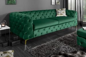 Chesterfield 3-zitsbank MODERN BAROK 235cm smaragdgroen fluweel 3-zits - 39312