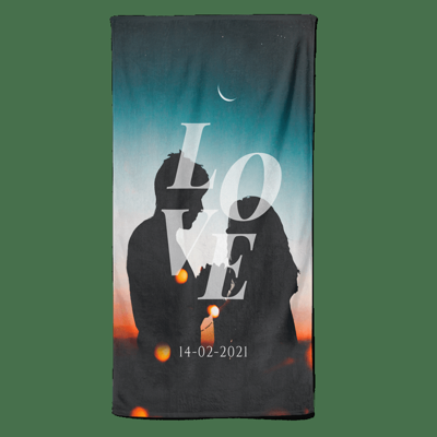 Valentijn handdoek Love met datum - Pillow Buddies