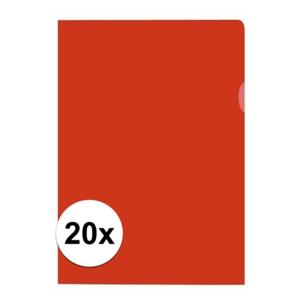 20x stuks documenten Insteekmapjes - rood - A4 formaat - 21 x 30 cm - Kantoorartikelen