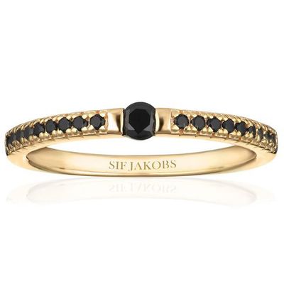 Sif Jakobs SJ-R22117-BK-SG Ring Ellera Uno zilver-zirconia goudkleurig-zwart Maat 54