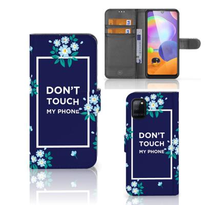 Samsung Galaxy A31 Portemonnee Hoesje Flowers Blue DTMP Samsung Galaxy A31 Portemonnee Hoesje Flowers Blue DTMP