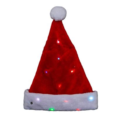 Feeric Kerstmuts - rood - met gekleurd LED verlichting - L30 x H30 cm - volwassenen