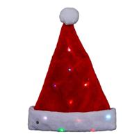Feeric Kerstmuts - rood - met gekleurd LED verlichting - L30 x H30 cm - volwassenen