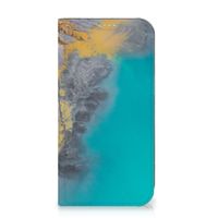 iPhone 15 Plus Standcase Marble Blue Gold - thumbnail