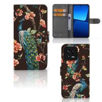 Xiaomi 13 | Telefoonhoesje | Met pasjeshouder | Pauw met Bloemen
