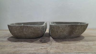 Wastafels riviersteen set RM250311AB, 41x35x15 cm