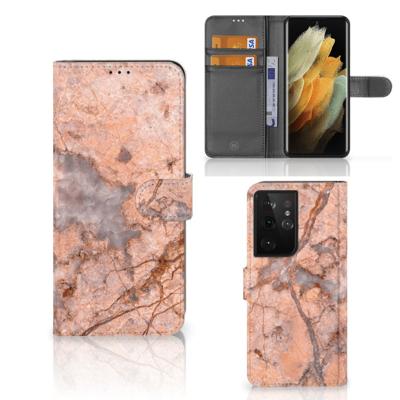 Samsung Galaxy S21 Ultra | Bookcase | Marmer Oranje