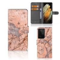 Samsung Galaxy S21 Ultra | Bookcase | Marmer Oranje