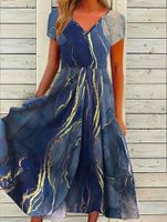 Abstract Printed Casual A-Line Dress - thumbnail