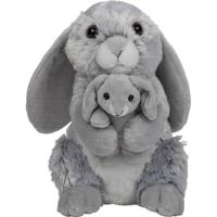 Nature Planet Pluche familie Konijnen knuffels - 22 cm - moeder en kind - grijs