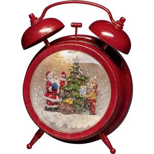 Konstsmide 4375-550 LED-decor Wekker met kerstman en kind Warmwit LED Rood Besneeuwd, Watergevuld, Timer, Schakelaar