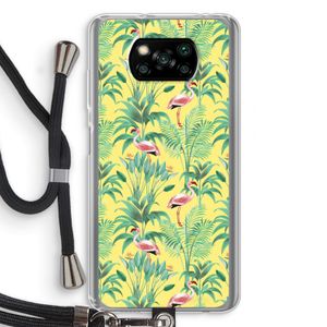 Flamingo party: Xiaomi Poco X3 NFC Transparant Hoesje met koord