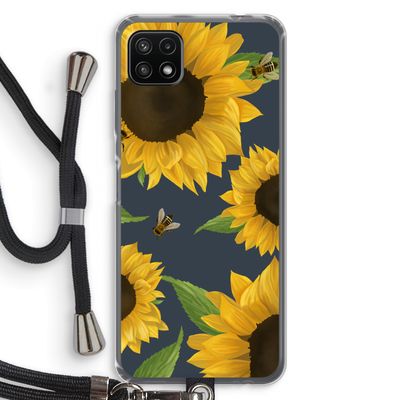 Sunflower and bees: Samsung Galaxy A22 5G Transparant Hoesje met koord