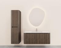 Onderkast Wiesbaden Sulora 120x48 cm Afgeronde Hoeken Geribbeld Met 1 Lade 1 Uitsparing Bruin Eiken