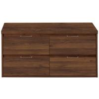 Porto Badmeubelset 120 cm - 4 Laden Walnoot - Wastafelbovenblad Walnoot