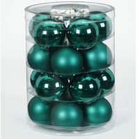 40x Donkergroene glazen kerstballen 6 cm glans en mat - Kerstbal