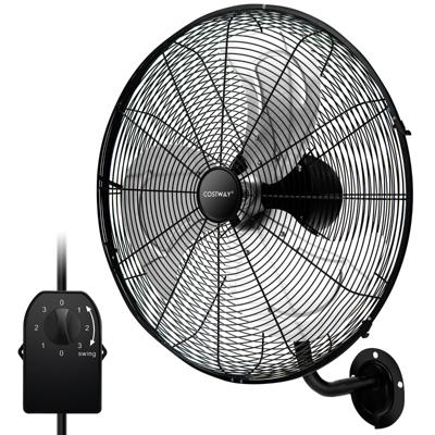 Ø56 cm Oscillerende Ventilator Industriële Wandventilator 3 Standen voor Magazijnen Broeikas Werkplaats en Terraskelder Zwart