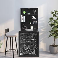 Wandtafel Uitklapbare Wand Opklaptafel Convertible Bureau met Krijtbord Wit/Zwart 60 x 15,5 x 75 cm
